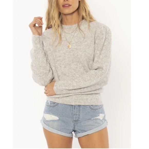 Revolve Amuse Society | NWT Heather Gray Florence Ribbed Knit Sweater L - Picture 1 of 2